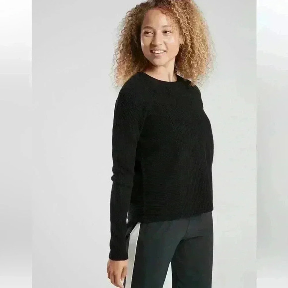 Athleta Turin Sweater Ribbed Wool Cashmere | Black | SZ XXS - Picture 1 of 12